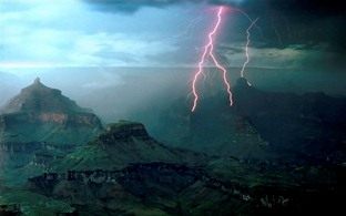 Lightning strikes over the Grand Canyon
